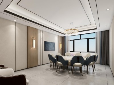 现代餐厅包厢3D模型下载